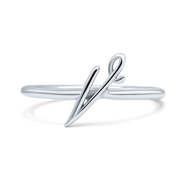 Initial V Alphabet Letter Name Monogram Stackable Statement Thumb Ring Band